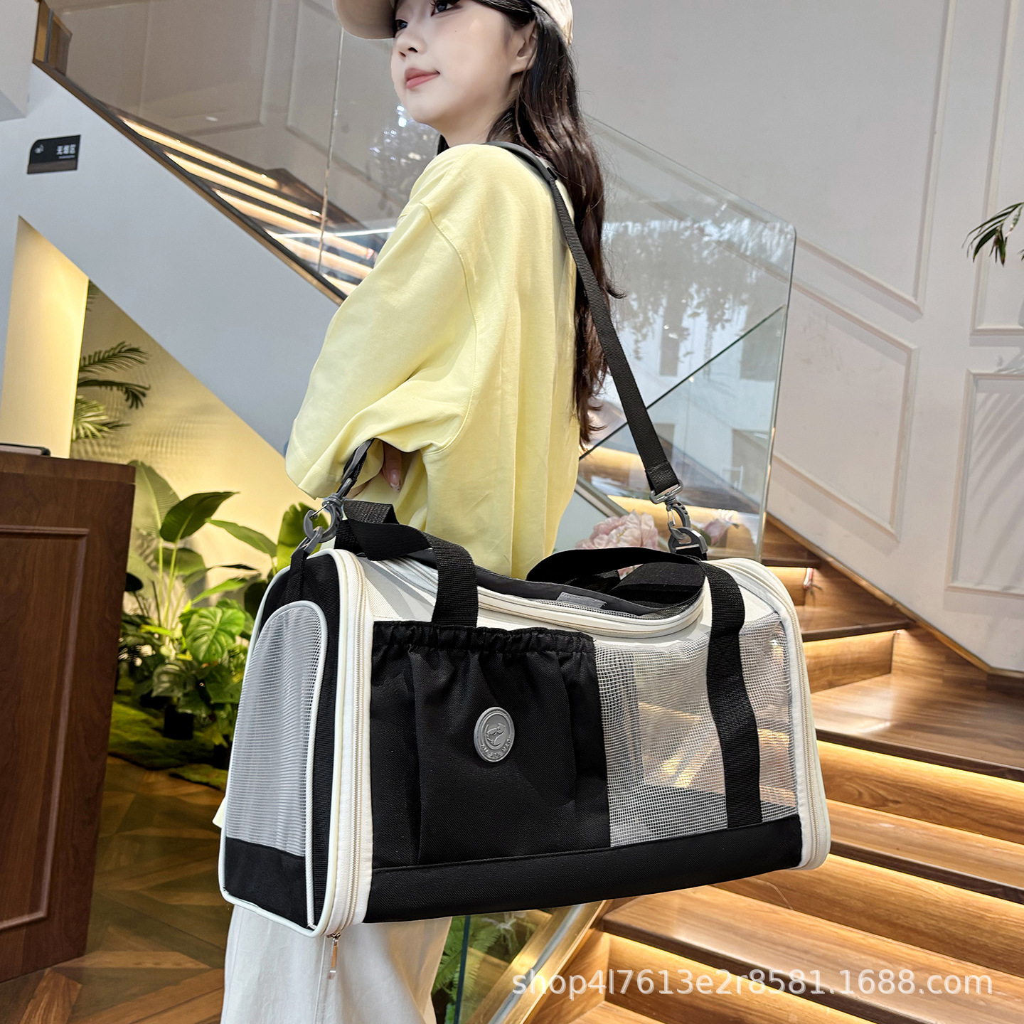 Pet Hatchback Outdoor Universal Wheel Breathable and Convenient Portable Crossbody Large Capacity Pet Trolley Box Folding