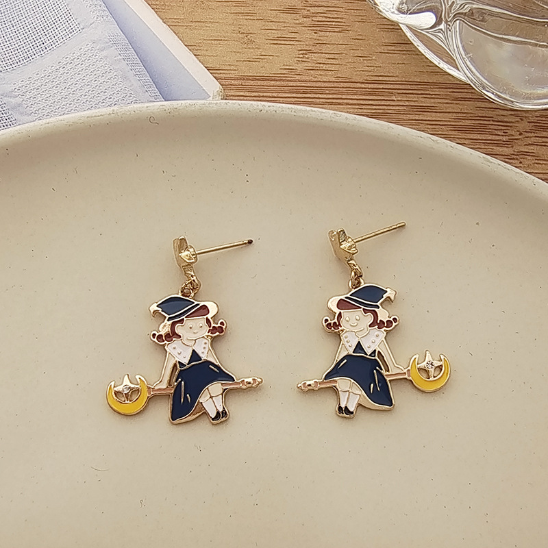 Fashion Cartoon Character Alloy Plating Inlay Gem Womenu0027S Drop Earrings 1 Pair