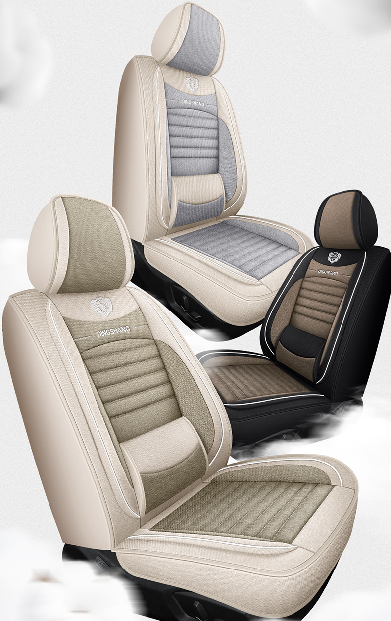 Cross-Border 2026 New Model Coarse Linen Full-Cover Seat Cushion, Breathable, Wear-Resistant, Suitable for All Seasons, Five-Seater Car Seat Cover