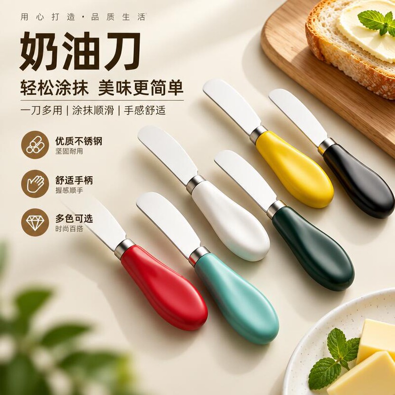 Cross-Border Mini Ceramic Handle 304 Stainless Steel Butter Knife, Cutlery Bread Cheese Spreader, Jam Spreader Cross-Border Mini Ceramic Handle 304 Stainless Steel Butter Knife, Cutlery Bread Cheese Spreader, Jam Spreader