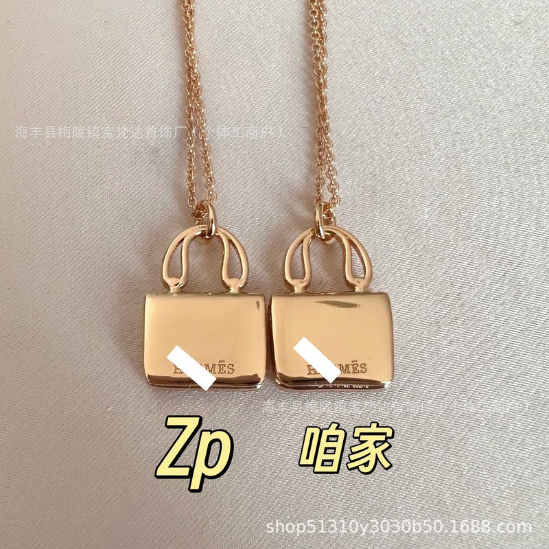 H ファミリーハイバージョン新しいカンカンバッグネックレス H バッグケリーネックレス S925 シルバーメッキ 18K ローズゴールド工場直販|undefined