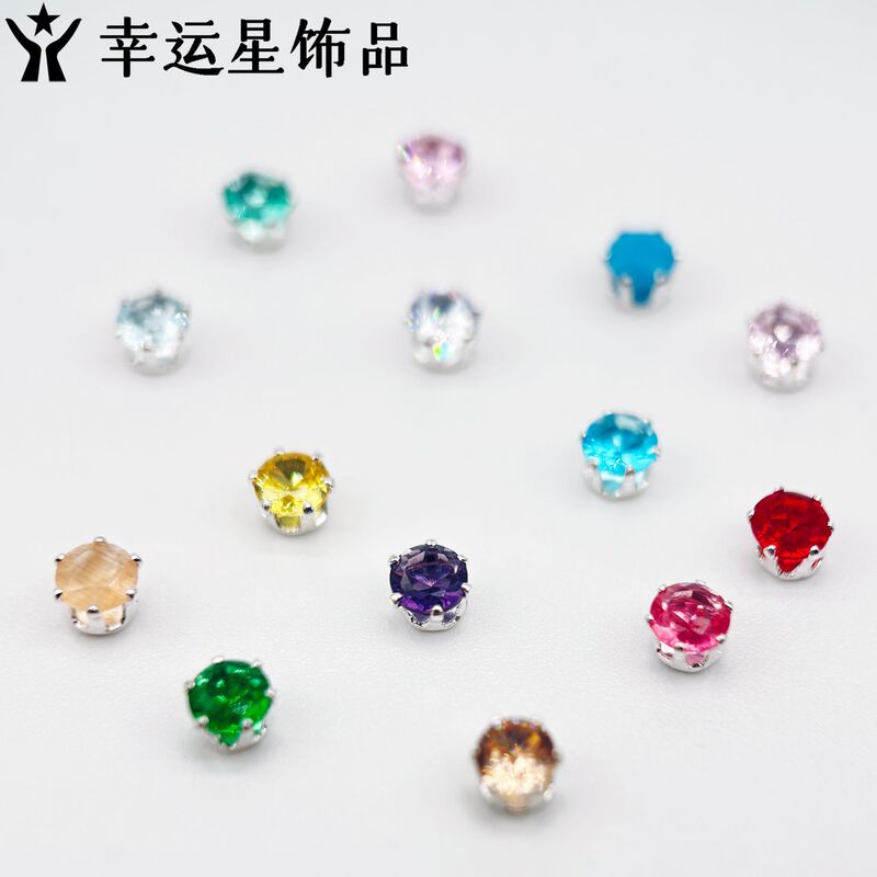 DIY Diamond Jewelry Accessories Crystal Zirconium Claw Diamond Round Head Necklace Bracelet Decorative Diamond Hand-Sewn Manicure Diamond Factory