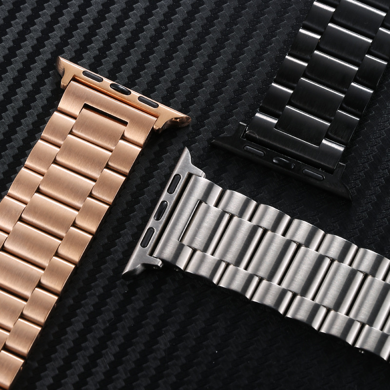 For Apple applewatch876SE three beads iwatch stainless steel metal smart watch strap wholesale