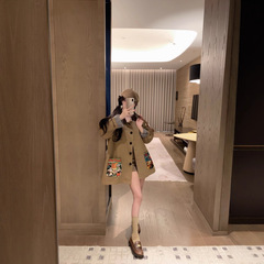 欧货2025秋季新款减龄米奇格子内衬宽松百搭夹克风衣外套女