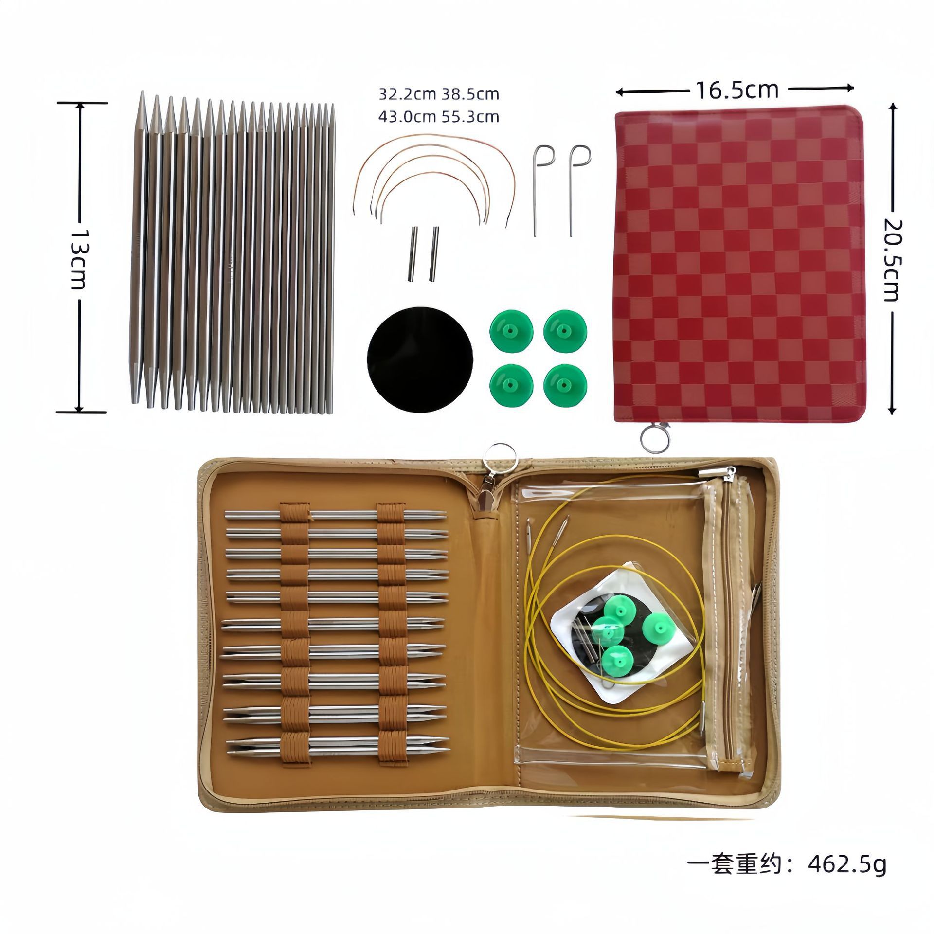 El conjunto de aguja de anillo desmontable cambia la cuerda colorida varilla de tejido aguja alargada pu herramienta de tejido carbonizada aguja de bambú anillo