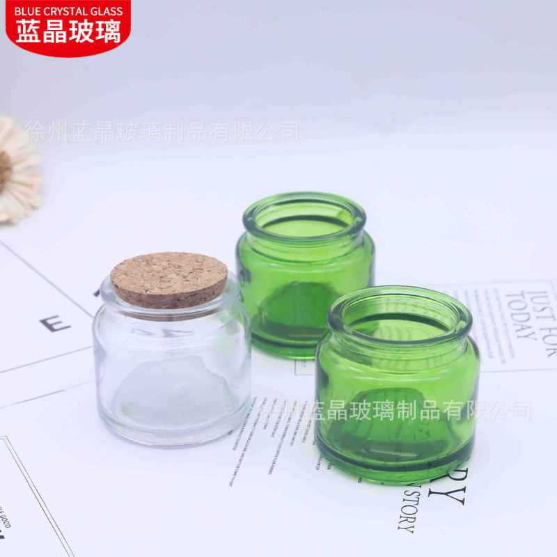 En stock lote de marrón tamaño pequeño vidrio aromaterapia vela taza 100ml200ml hogar candelabro corcho botella de vidrio