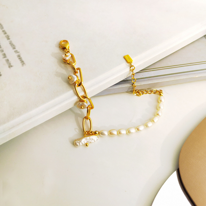 Fashion Irregular Copper Pearl Plating Bracelets 1 Piece