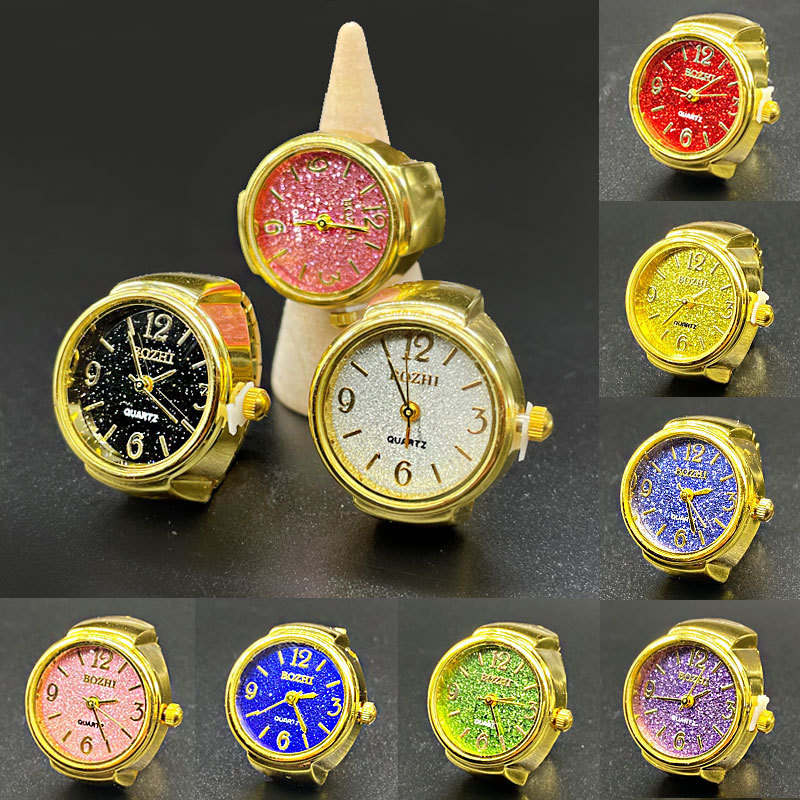 [Rings Watch] New Men's and Women's Casual Casual Easiest for Match Ring Watch Alloy Gold Shell Gypsophila Factory Direct Sales