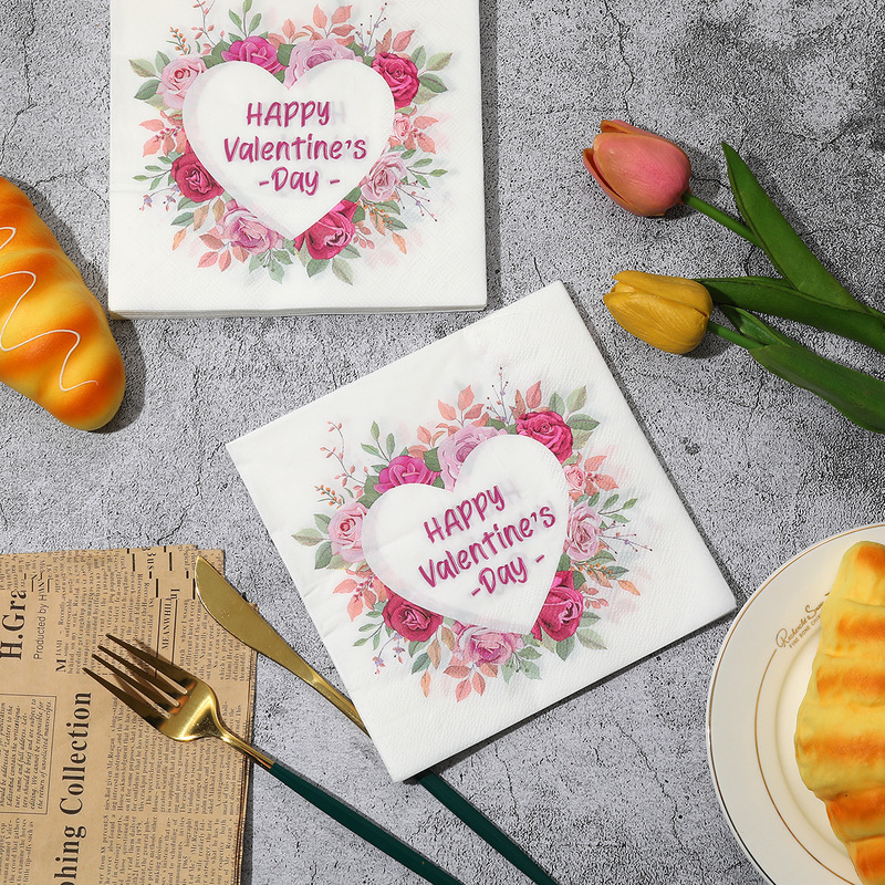Holiday napkins Valentine's Day Birthday Couple's Anniversary Party Restaurant Good-looking Printing Throwing Tissue Wholesale