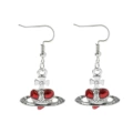 Red peach heart earrings es484