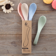 Cute Wheat Straw Spoon Creative Stirring Soup Spoon School Thick Ladle Spoon Wholesale Small Gift Can Print Logo