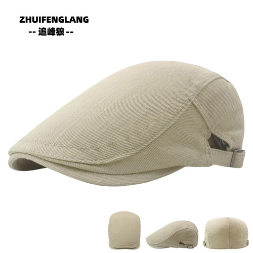 Pure cotton bare body large size front and rear beret British casual newsboy hat forward cap unisex peaked cap