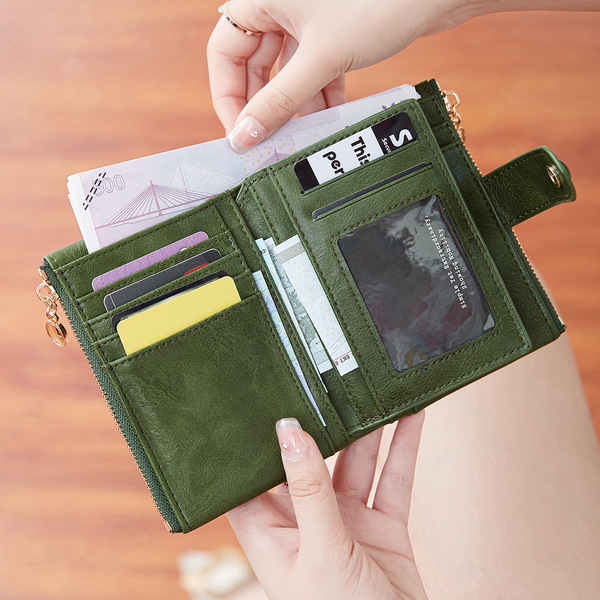 short retro wallet with zipper