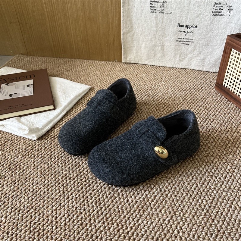 Thick-Soled, Height-Increasing, Fleece-Lined, Warm Birkenstock-Style Women's Shoes, 2025 New Winter Slip-On Snow Boots, Cotton Shoes, Loafers