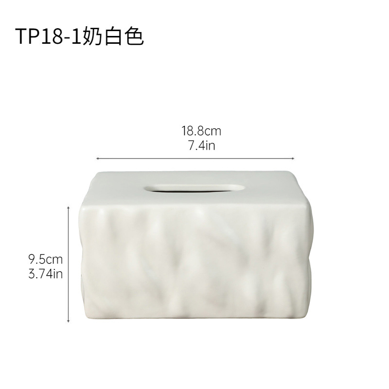 Caja de toallas de cerámica moderna y minimalista, mesa de té de sala de estar doméstica, caja de extracción de papel negra creativa, caja de extracción de papel de escritorio de alto valor de color