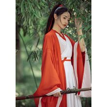 女侠汉服武侠风霸气束腰飘逸超仙酷飒舞蹈演出服红色交领古装侠客