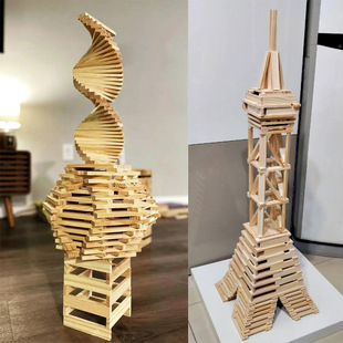 Archimedes Log Building Blocks Solid Wood Slats Kapla Wood Kapla Construction Children's Kindergarten Area Qin Xuan