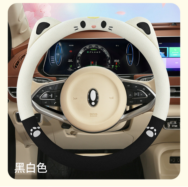New Car Steering Wheel Cover Summer Linen All-Season Universal Goddess Ladies Anti-Slip Cute Cartoon Car Handle Cover