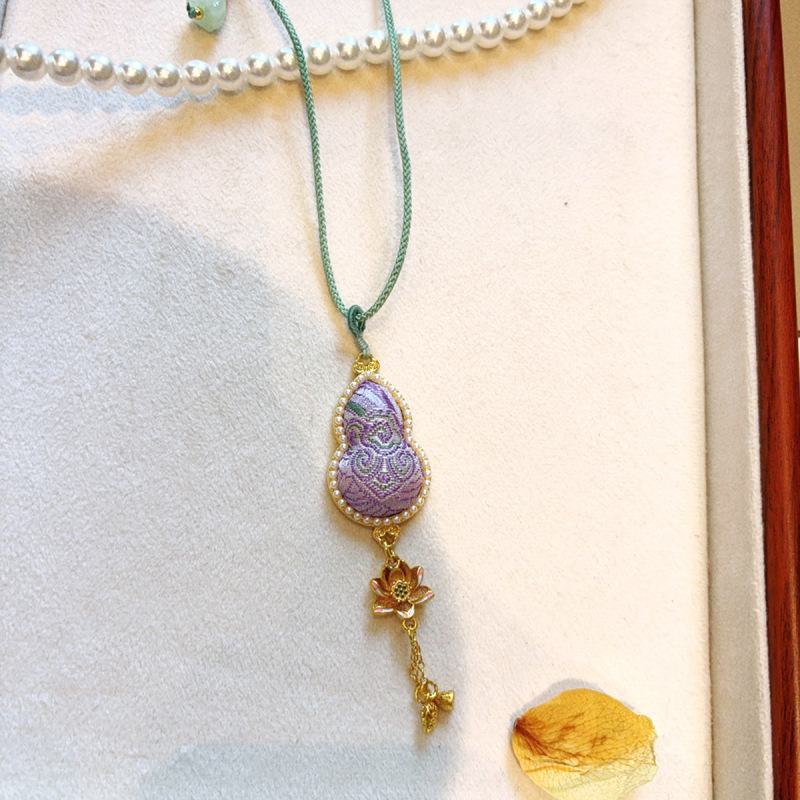 【成品】纯手工宋锦葫芦吊坠挂件古风挂坠项链女国风新中式配饰|undefined