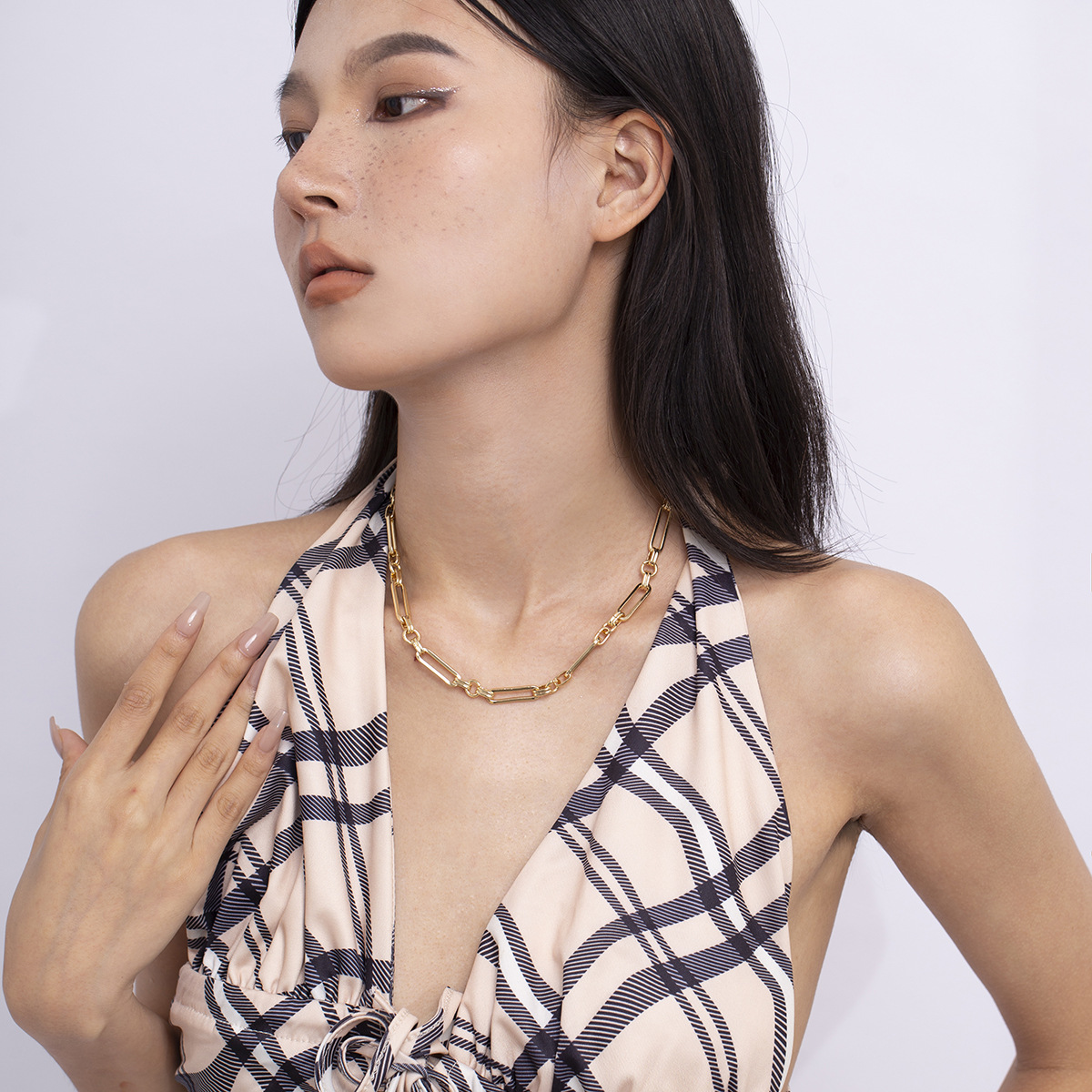 Streetwear Solid Color Iron Plating Womenu0027S Choker