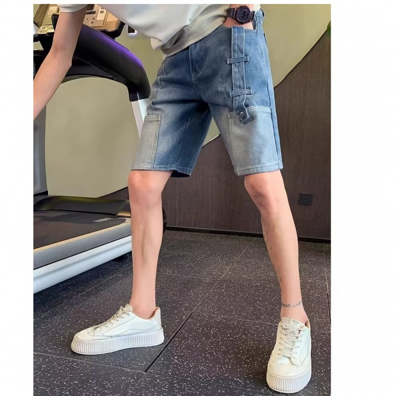 Denim-Shorts im Patchwork-Stil mit Taschen für Herren – lässige Cargo-Shorts für den Sommer, bequem und stylisch, Größen 28–36_voghion.com