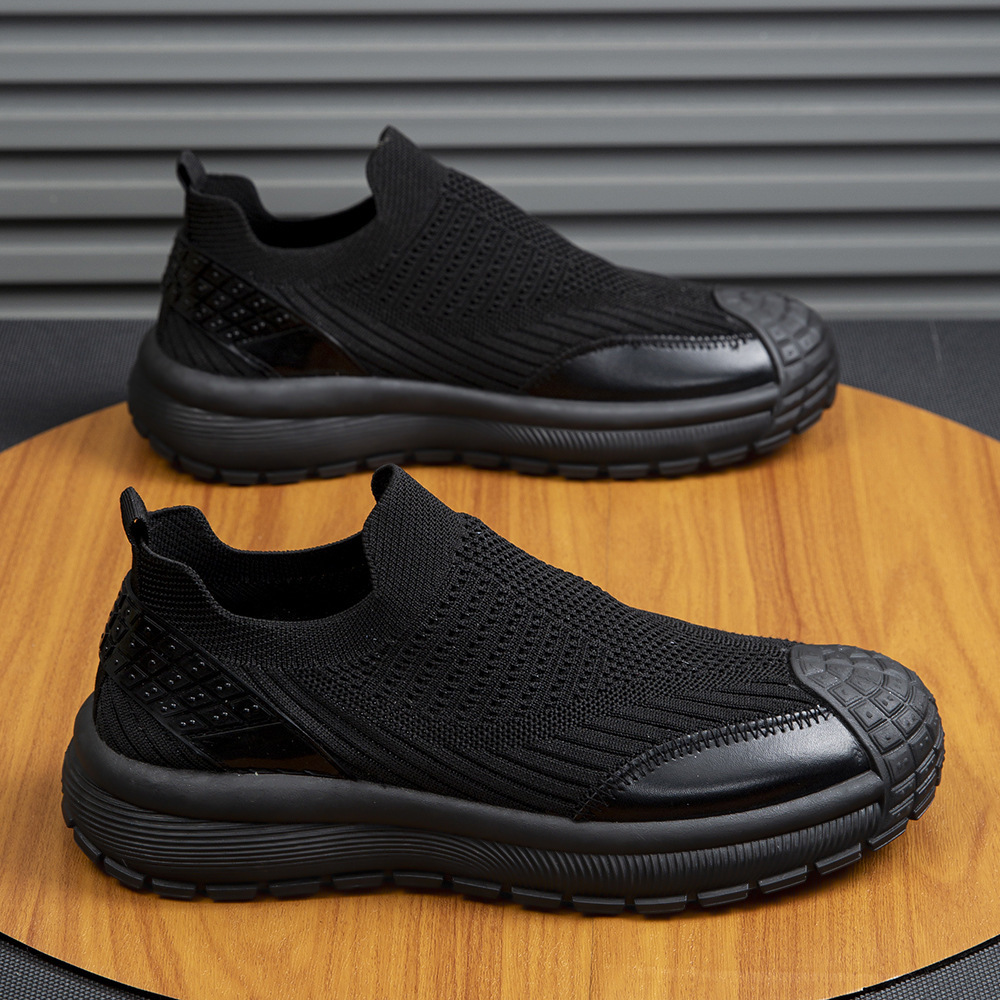 Cross-Border New Height-Increasing Men's Shoes 2025 New Fly-Woven Mesh Breathable Soft-Soled One-Legged Men's Casual Trendy Shoes