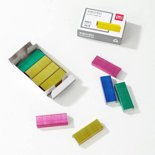 Deli 0211 color staplers No. 12 unified nails 4 colors mixed 800 stapler needles 24/6 staplers