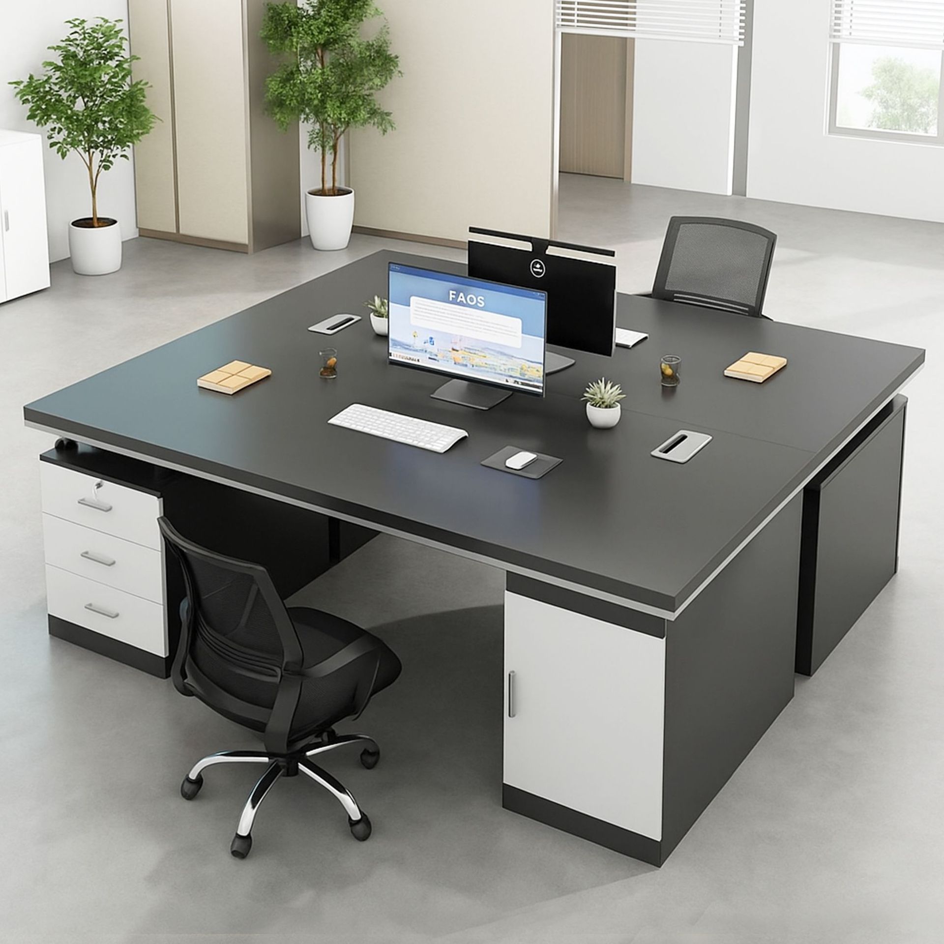 Staff Desk Simple Modern Double Face-To-Face Staff Desk and Chair Combination Office Boss Financial Desk