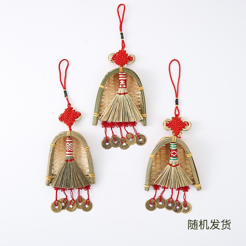Festival del Bote del Dragón Tejer de bambú Hecho a mano Diy Barco del bote del dragón Bolso de ajenjo Ramo Empaquetado Decoración de la puerta Colgante de la puerta Joyas de coche hechas a mano