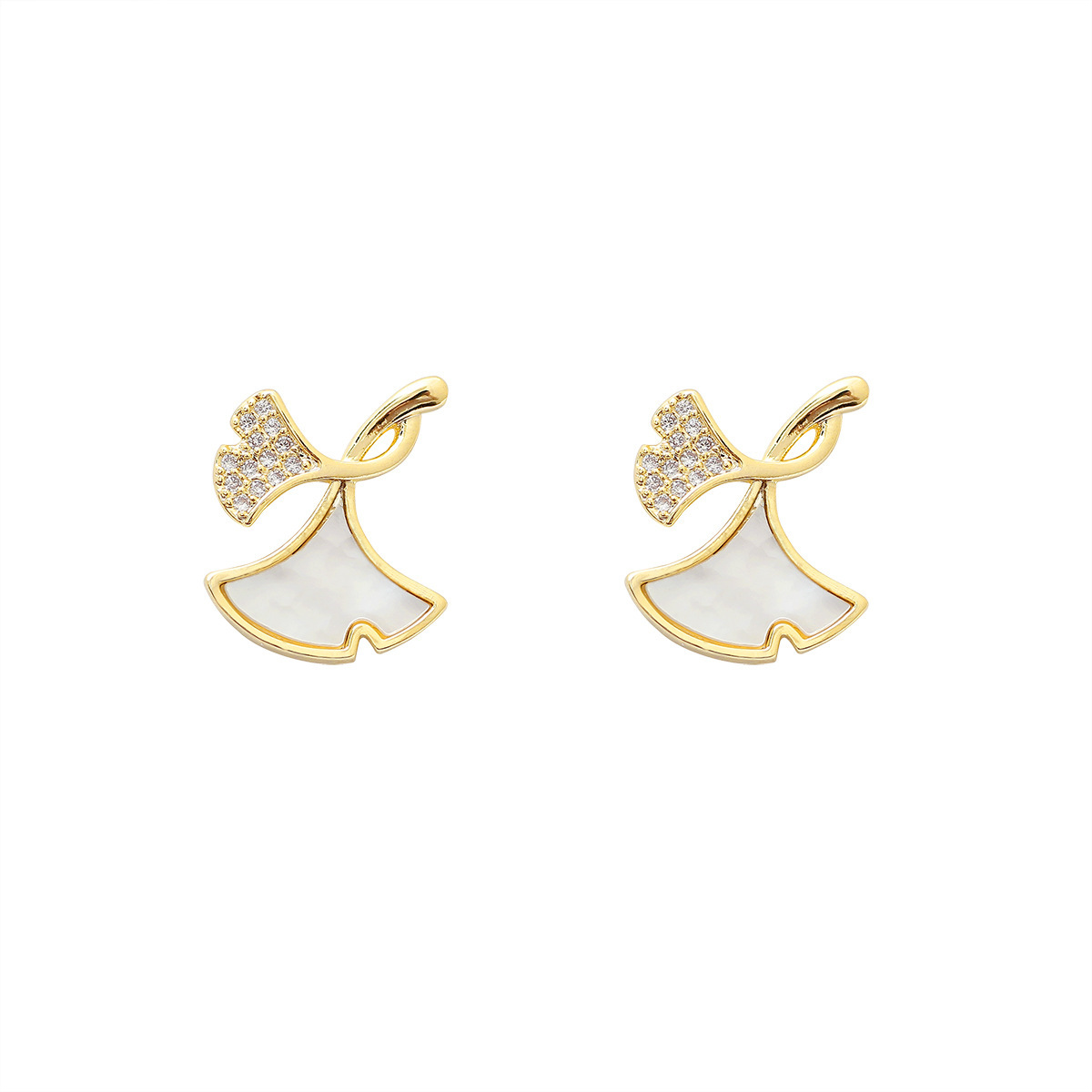 Korea Leaf Rhinestone Alloy Earrings display picture 9