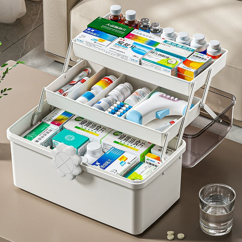 Бытовая многослойная аптечка, коробка для хранения лекарств, очень большая вместимость, детская аптечка, семейная аптечка первой помощи, медицинская коробка