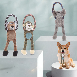 Factory wholesale cross-border plush cotton rope bite toy elephant monkey lion shape bite not rotten dog toy