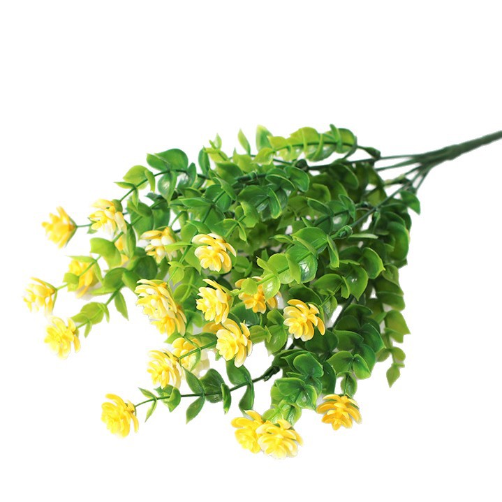 Simulación de hierba de Milán plástico de hierba de eucalyptus hoja de camellia de planta pared de jardinería flores decorativas