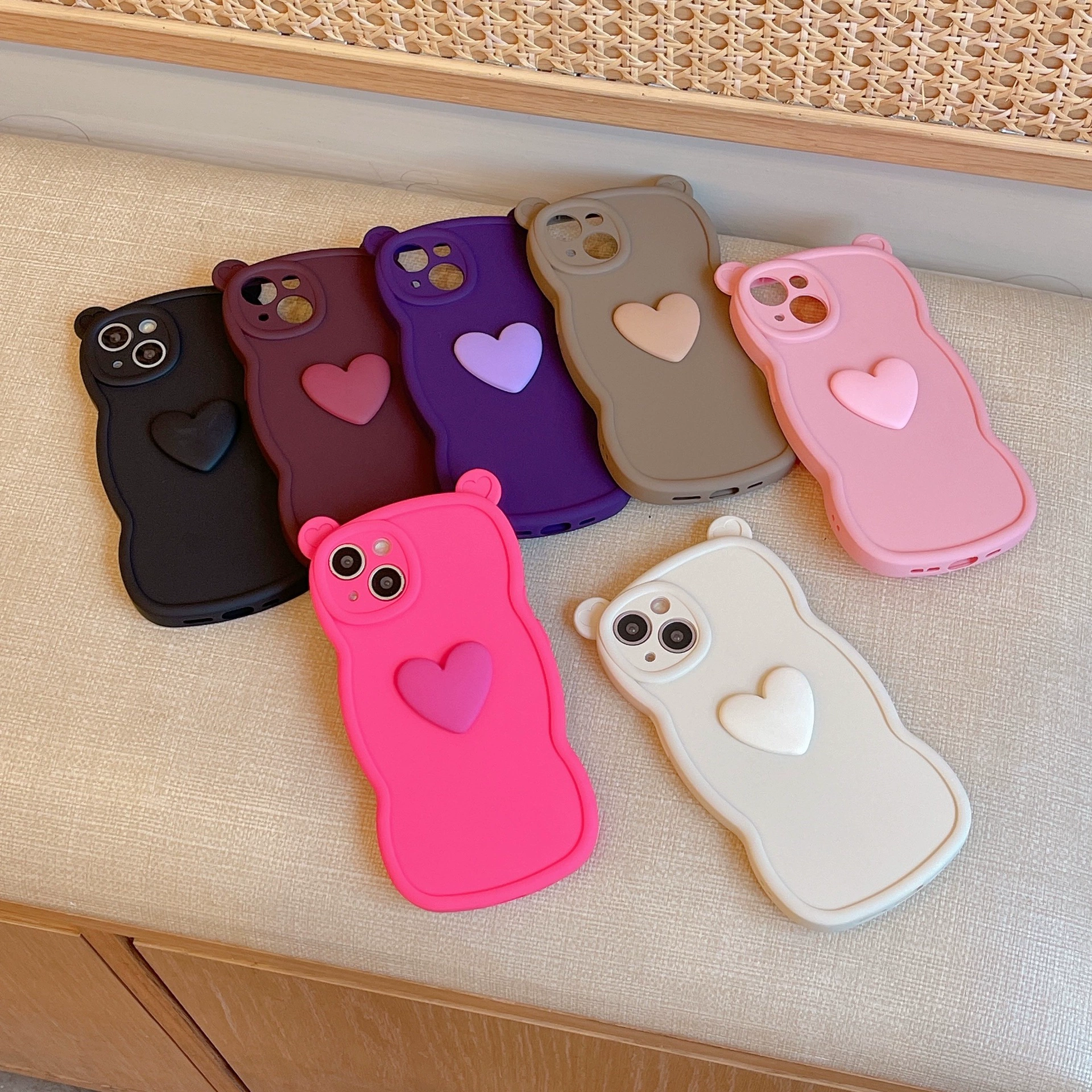 Apple, трёхмерный совместимый iPhone 16 Pro, матовый чехол, с маленькими медведями, 14
