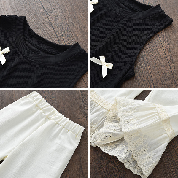 Summer children's cute tank top sleevless with bow girl's