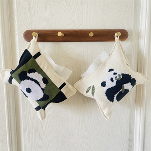 Panda Hanhan Animal Cute Cotton Woven Knitted Tissue Bag Tissue Box Tissue Storage Box Fabric Paper Box