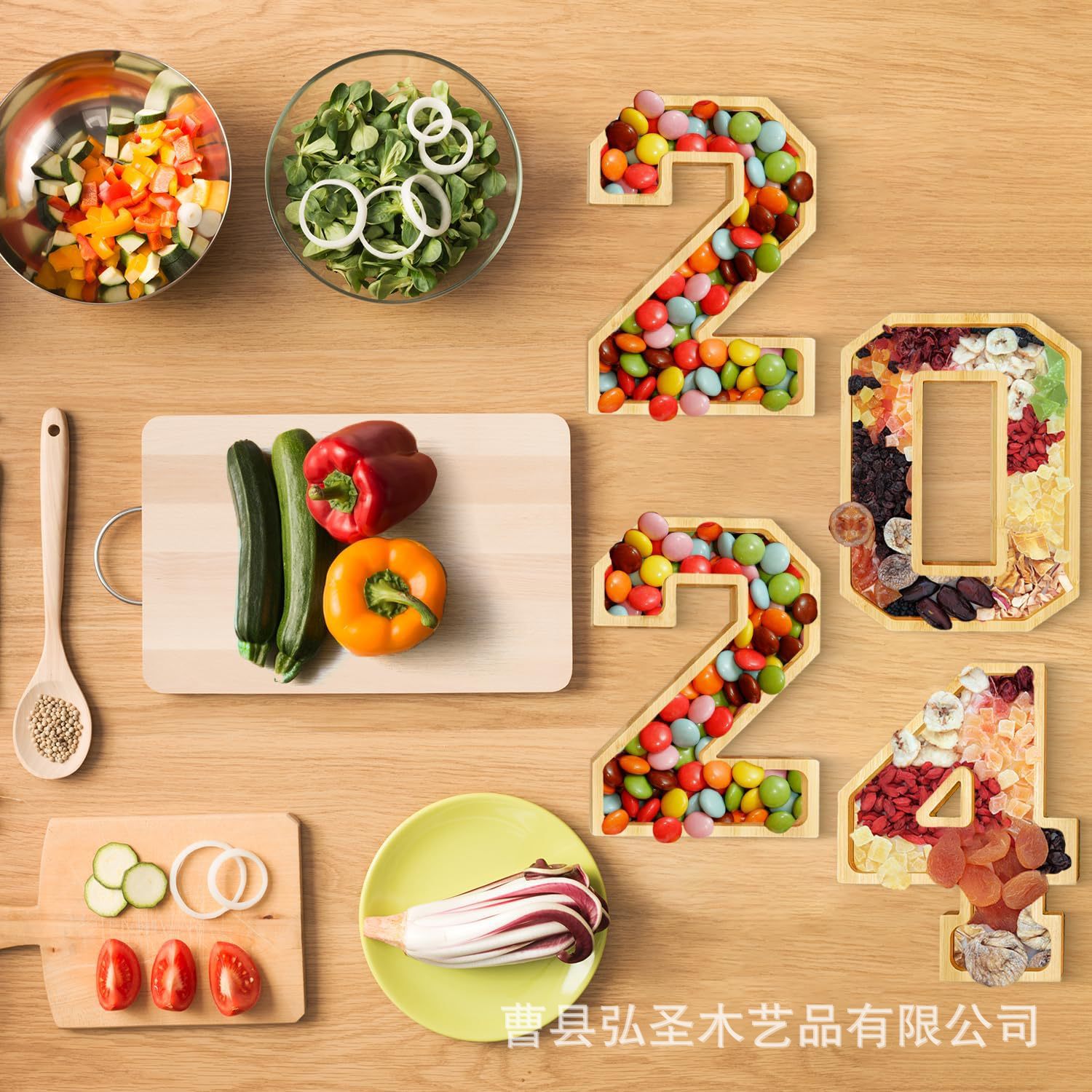 2024 plato de comida cocida de graduación plato de comida cocida de bambú decoración de bebé ensalada de frutas plato de queso plato de comida de verduras plato de comida