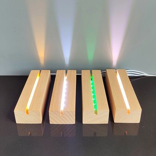 Wholesale Glass Hammer Painting Base Wooden Peripheral Comic Exhibition Night Light Luminous Base DIY Night Light