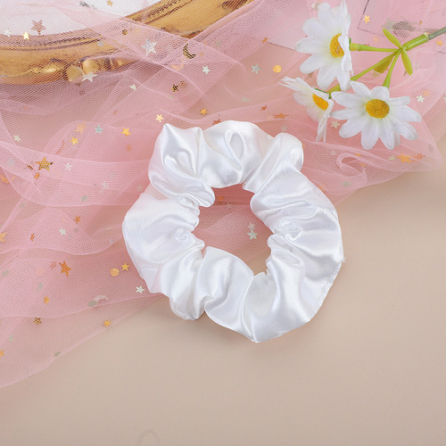 Linglong factory directly supplies cross-border new style bright surface that does not hurt hair and internet celebrity simple elastic satin hair tie