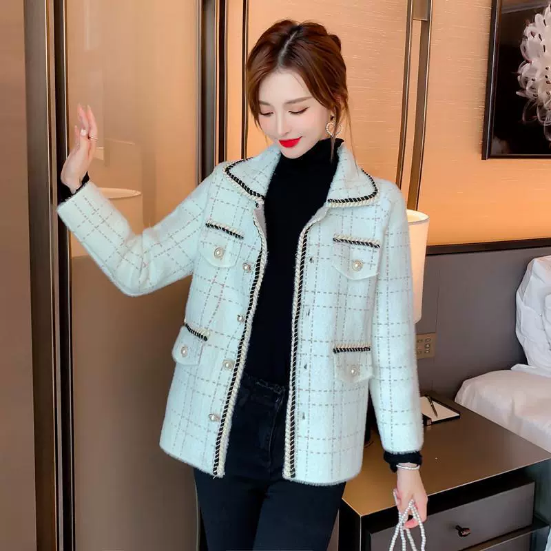 Демисезонная осенняя куртка, вязаный кардиган, стиль Chanel