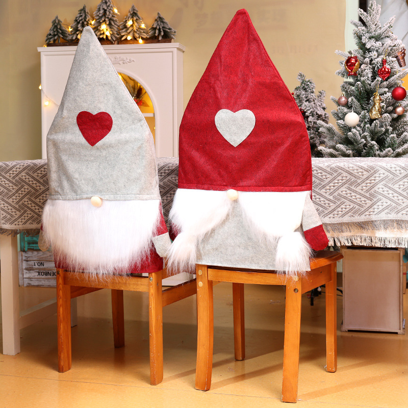 Nouvelles décorations de table et de chaise de Noël Père Noël Bonhomme de neige Poupée stéréo Housse de chaise Robe de maison_voghion.com