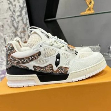 Louis Vuitton Skate Low White Brown Swarovski Crystal 1AJAE4