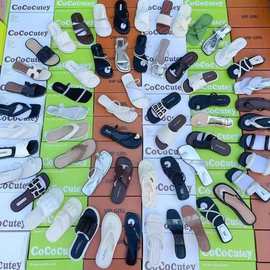 时尚法式拖鞋女夏外穿平底凉拖海边度假沙滩一字拖品牌尾货直播