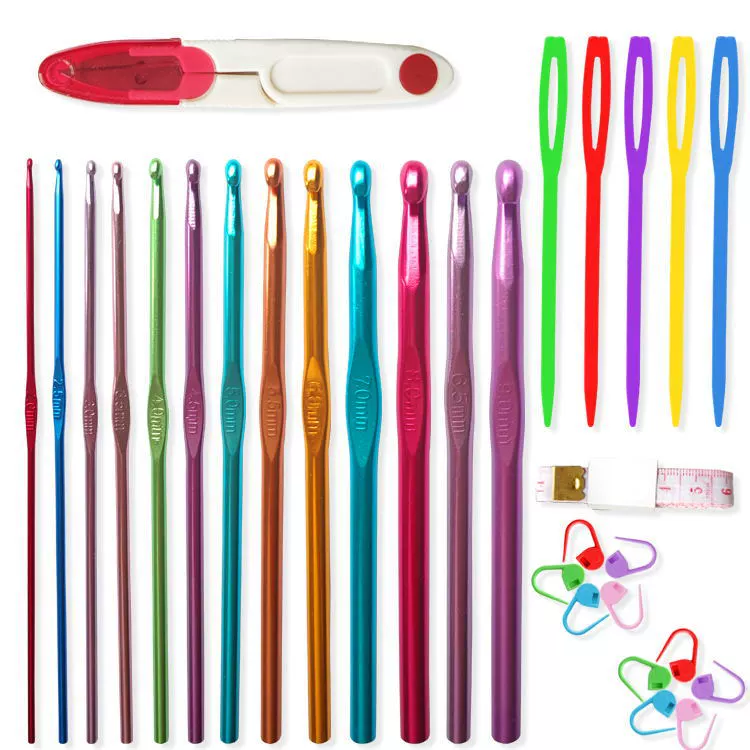 Новый алюминиевый вязаный крючком костюм Amazon вязаный свитер инструменты для вязания 13 алюминиевый вязаный крючком костюм