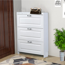 超薄门口鞋柜 家用多功能翻斗防尘白色鞋架 简约门厅柜简易经济型