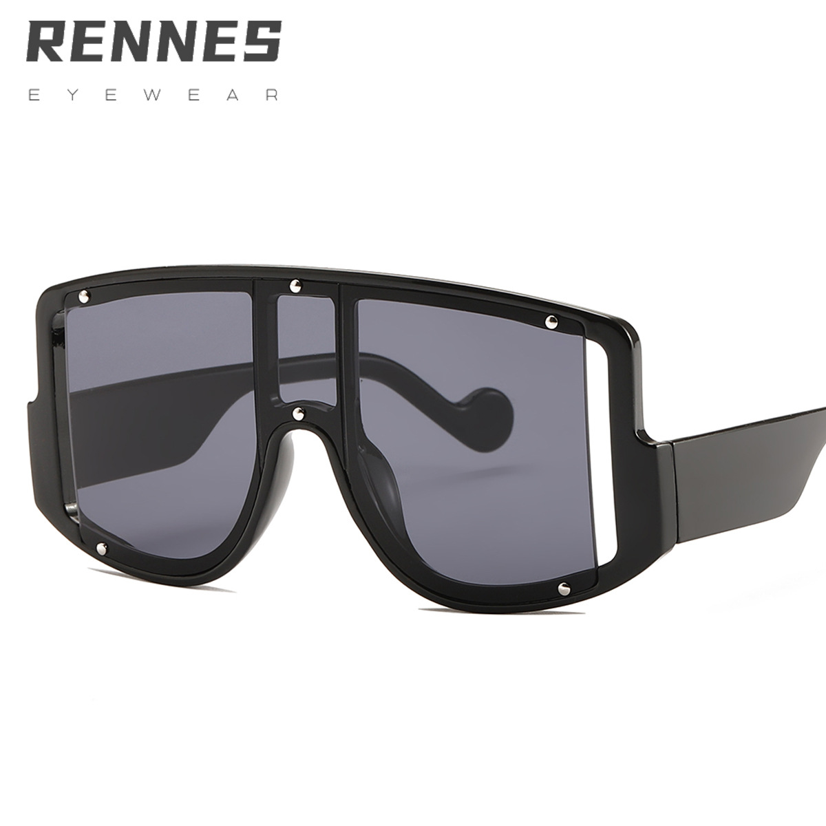 Nuevas gafas de sol punk de una sola pieza 8263 gafas de sol de remache de moda europea y americana gafas de sol de Marco grande transfronterizo de las mujeres