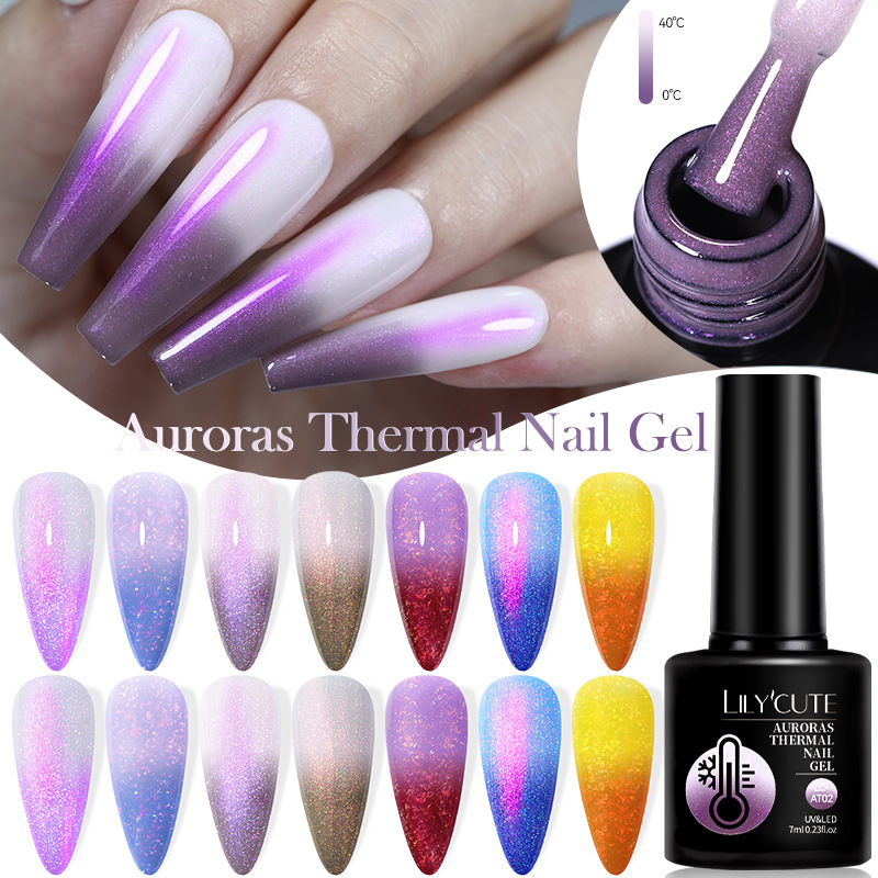 LILY'CUTE cross-border new Aurora temperature change Broken Diamond Nail Polish glue Halloween hot sale glitter gradient nail polish LILY'CUTE cross-border new Aurora temperature change Broken Diamond Nail Polish glue Halloween hot sale glitter gradient nail polish