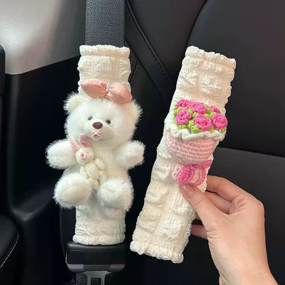 Car Seat Belt Shoulder Protector Anti-Neck Strangulation Cartoon Cute High-End Car Interior Decoration Car Protective Cover for Women (Seat belt shoulder pad) - pink-bear-pink-rose-shoulder-cover-no-specifications