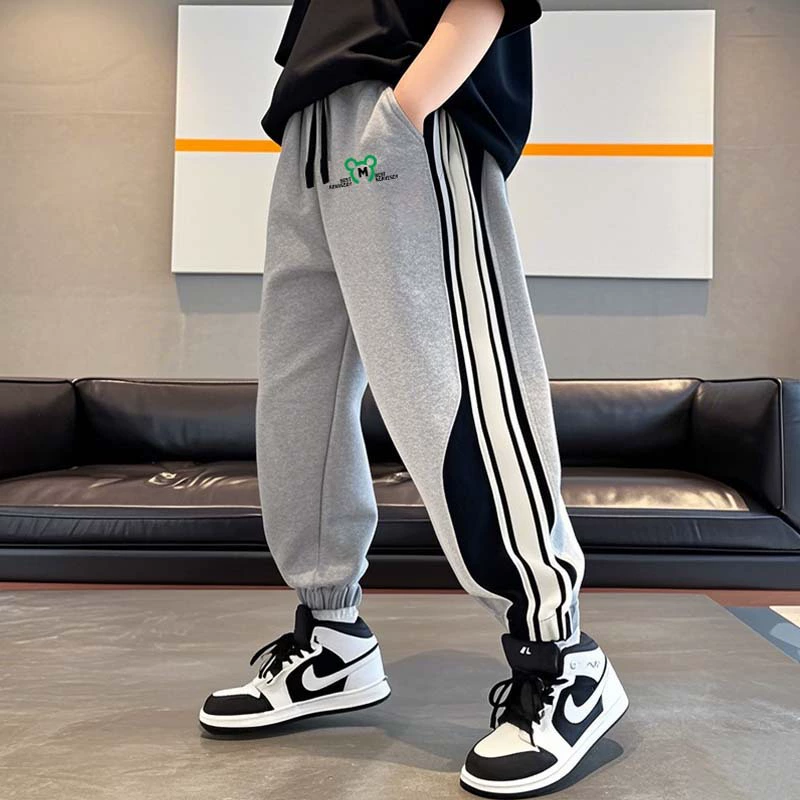 Дикие удобные брюки для мальчиков осень-зима 2024 новые детские теплые спортивные брюки