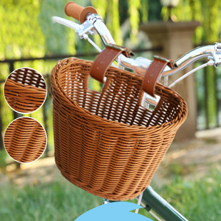 Bicycle Basket Hand-Woven Children's Bicycle Basket Imitation Rattan Basket Wicker Basket Bicycle Basket